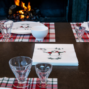 Paviot napkin Patinoire, rink, white-red-green, style